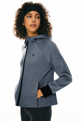 Orolay Zip Up Fleece Lined Hoodie Long Sleeve Cropped Sweatshirt #color_navy