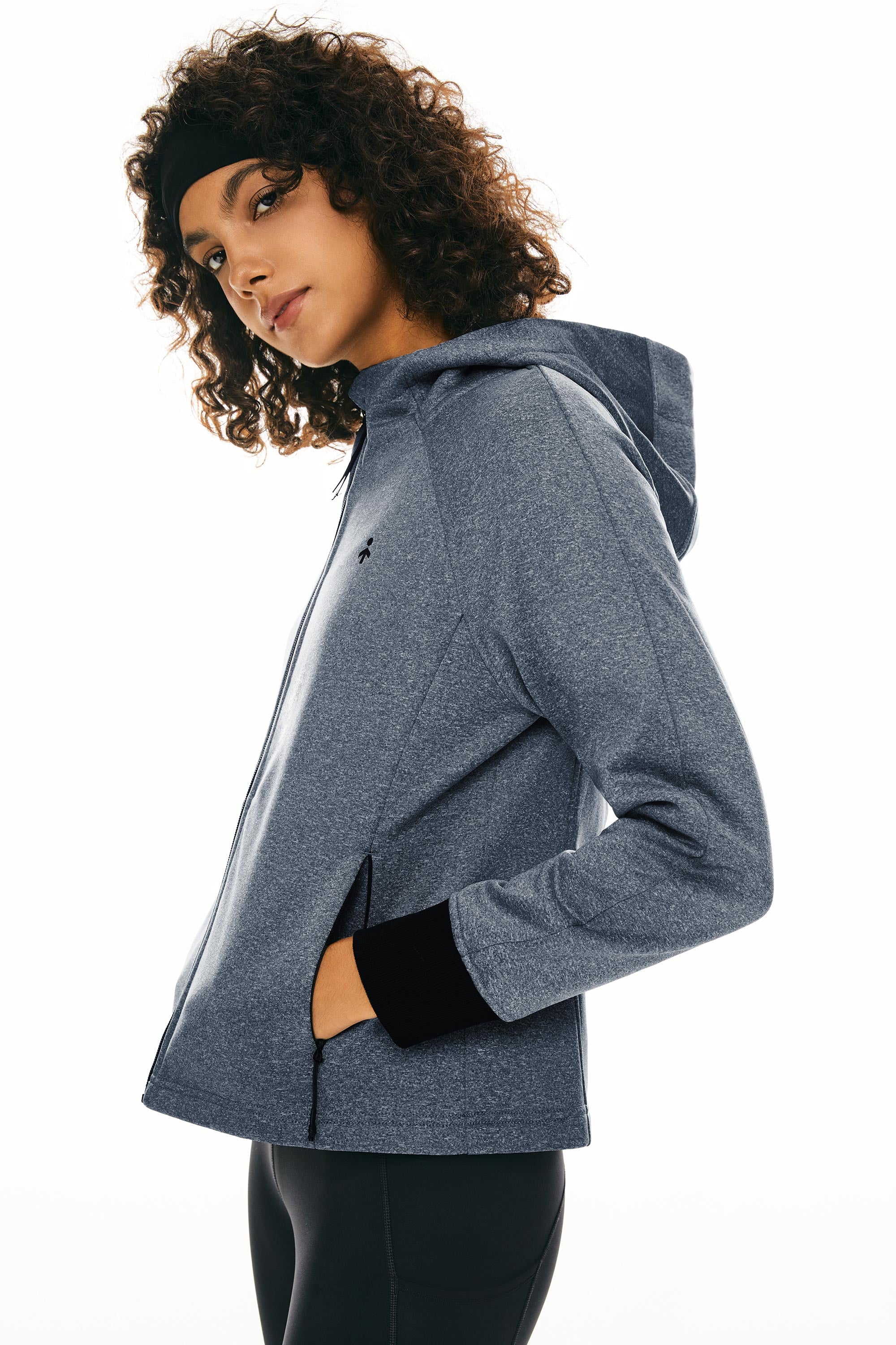 Orolay Zip Up Fleece Lined Hoodie Long Sleeve Cropped Sweatshirt #color_navy