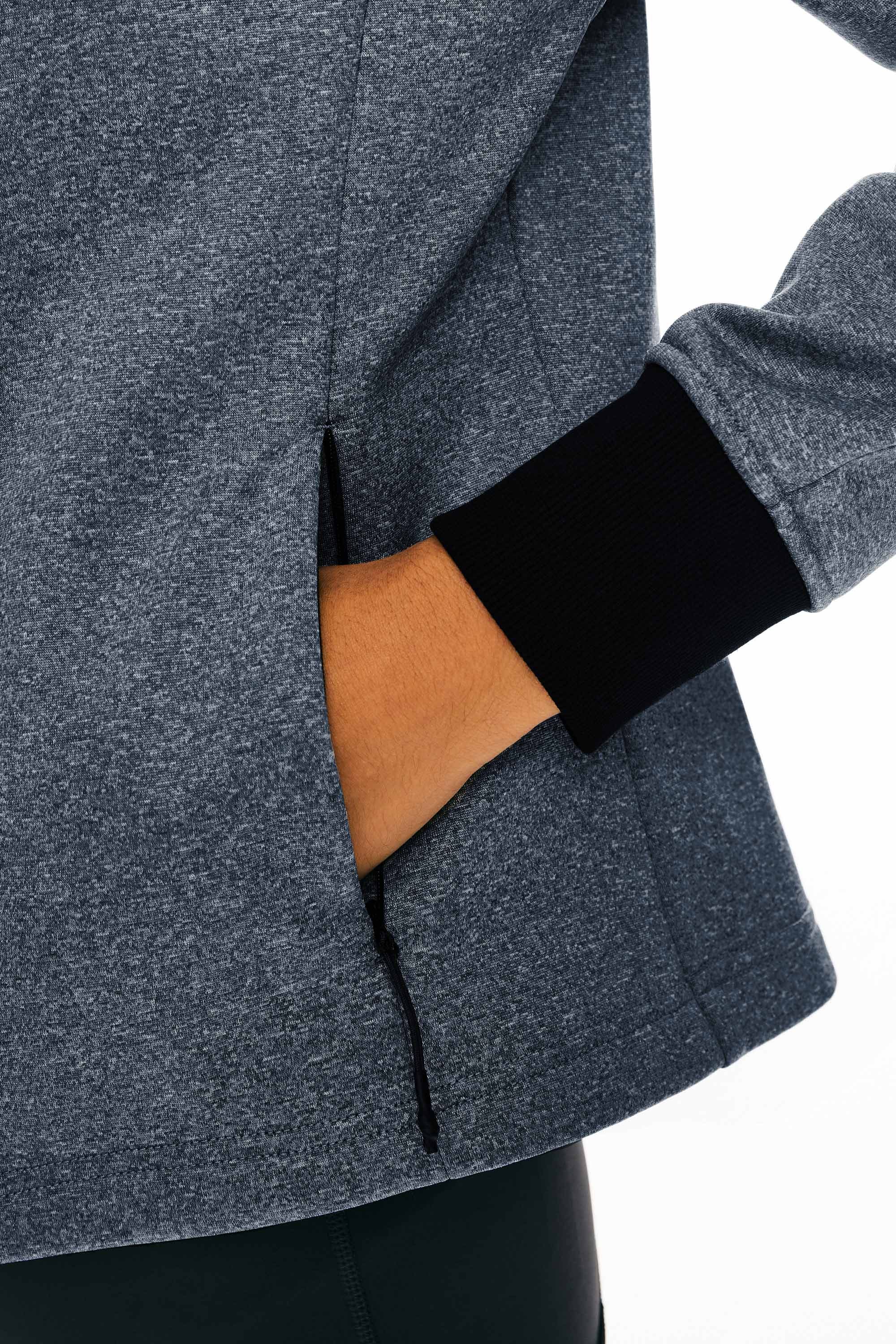 Orolay Zip Up Fleece Lined Hoodie Long Sleeve Cropped Sweatshirt #color_navy