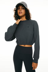 Orolay Oversized Cropped Sweatshirt Long Sleeve #color_gray