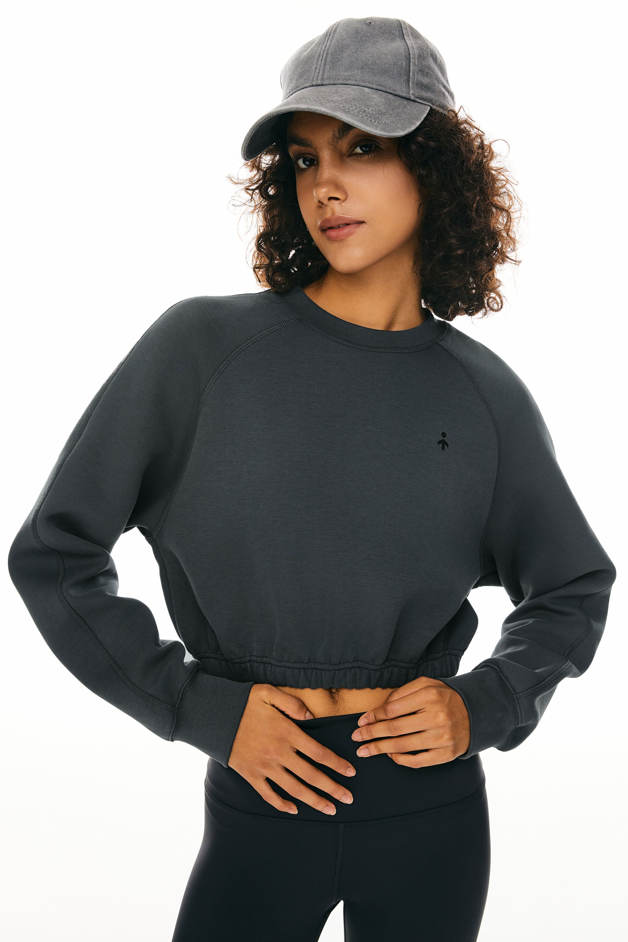 Orolay Oversized Cropped Sweatshirt Long Sleeve #color_gray