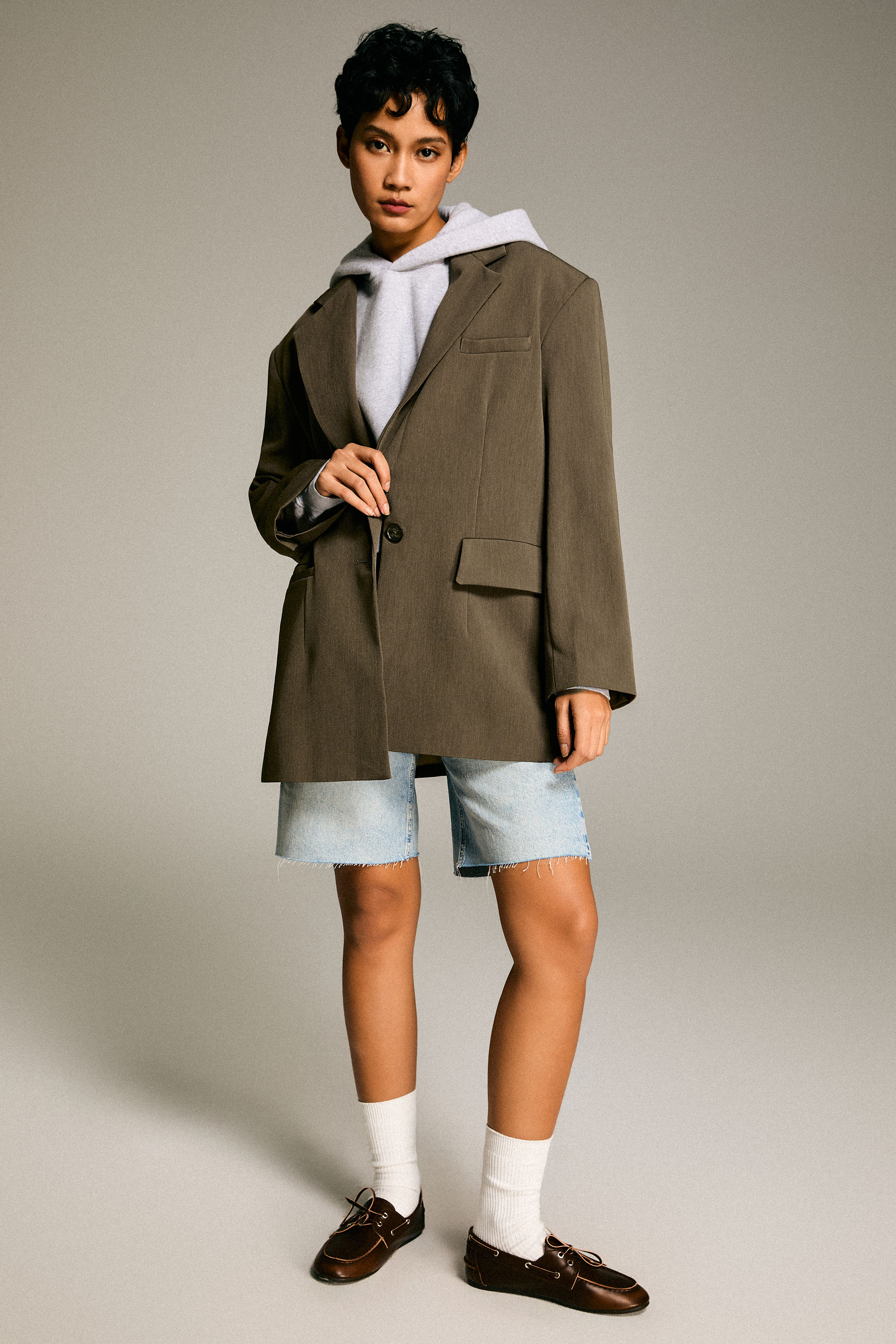 Long Sleeve Office Blazer from Orolay - #color_Sepia