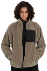 Reversible Fleece Jackets Full Zip Long Sleeve #color_Khaki