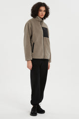 Reversible Fleece Jackets Full Zip Long Sleeve #color_Khaki