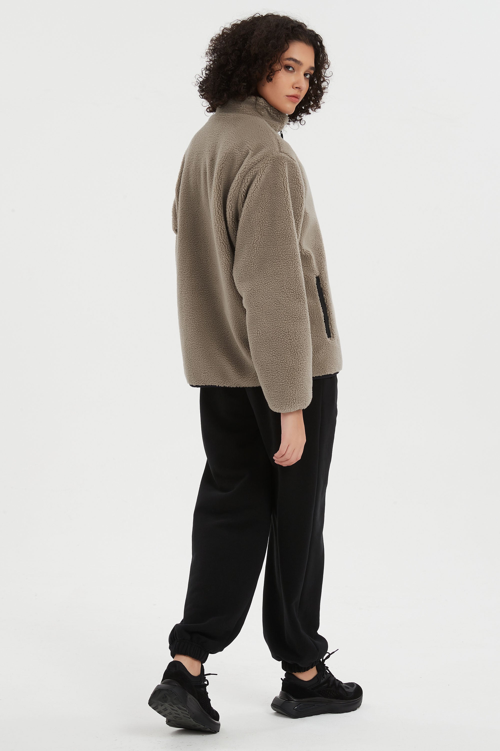 Reversible Fleece Jackets Full Zip Long Sleeve #color_Khaki