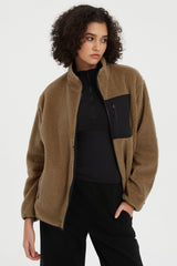 Reversible Fleece Jackets Full Zip Long Sleeve #color_brown