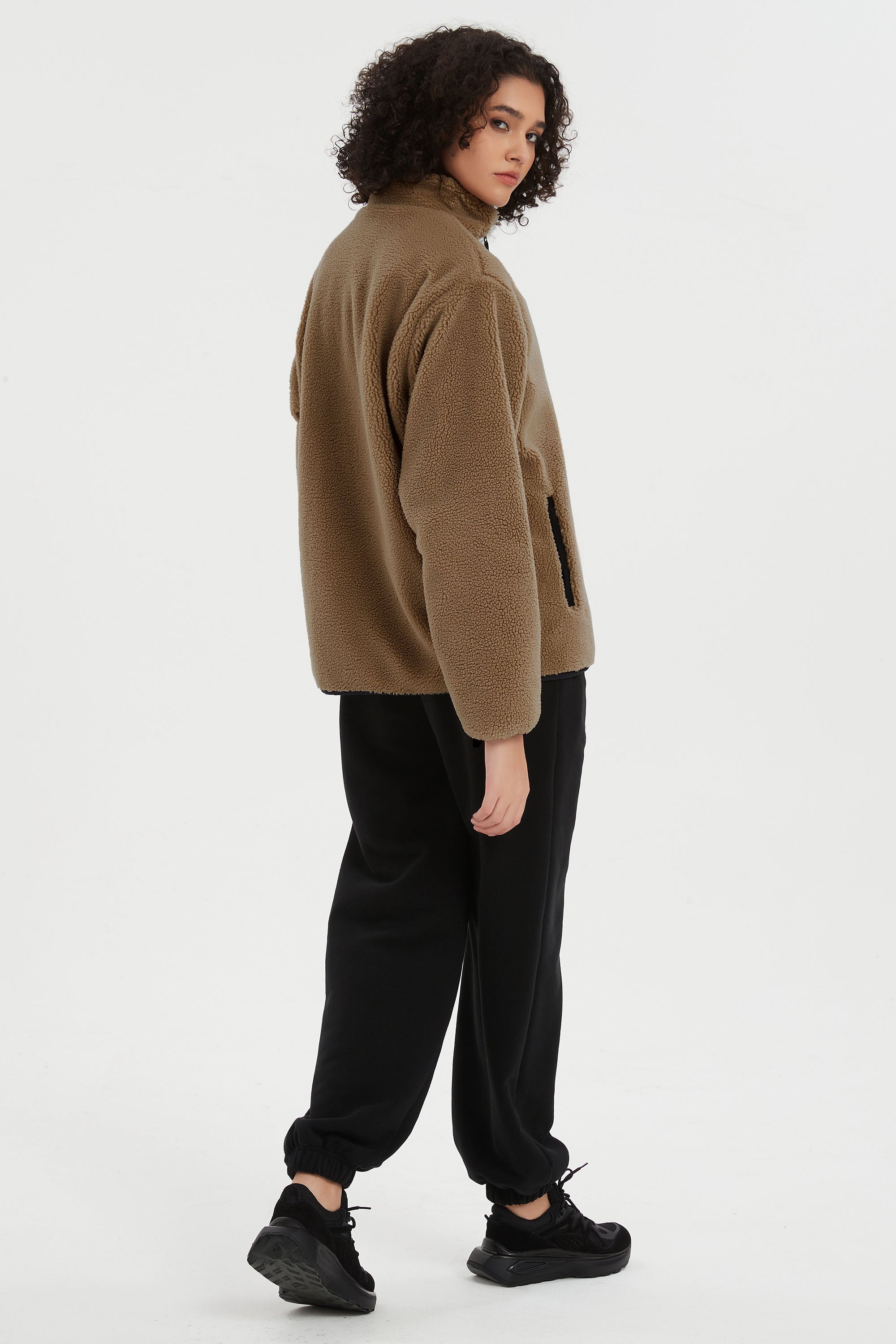 Reversible Fleece Jackets Full Zip Long Sleeve #color_brown