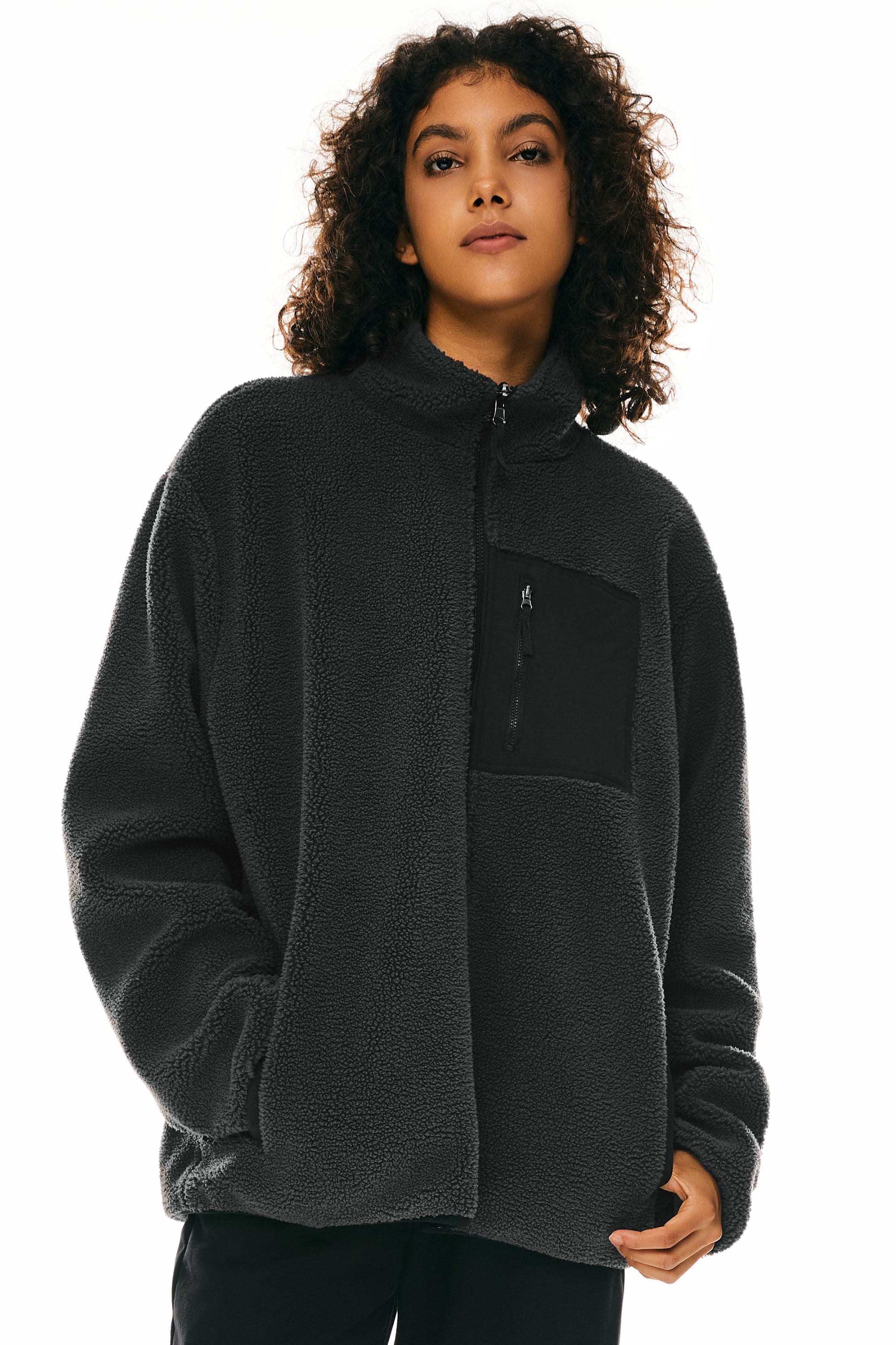 Orolay Reversible Fleece Jackets Full Zip Long Sleeve #color_Odyssey Gray