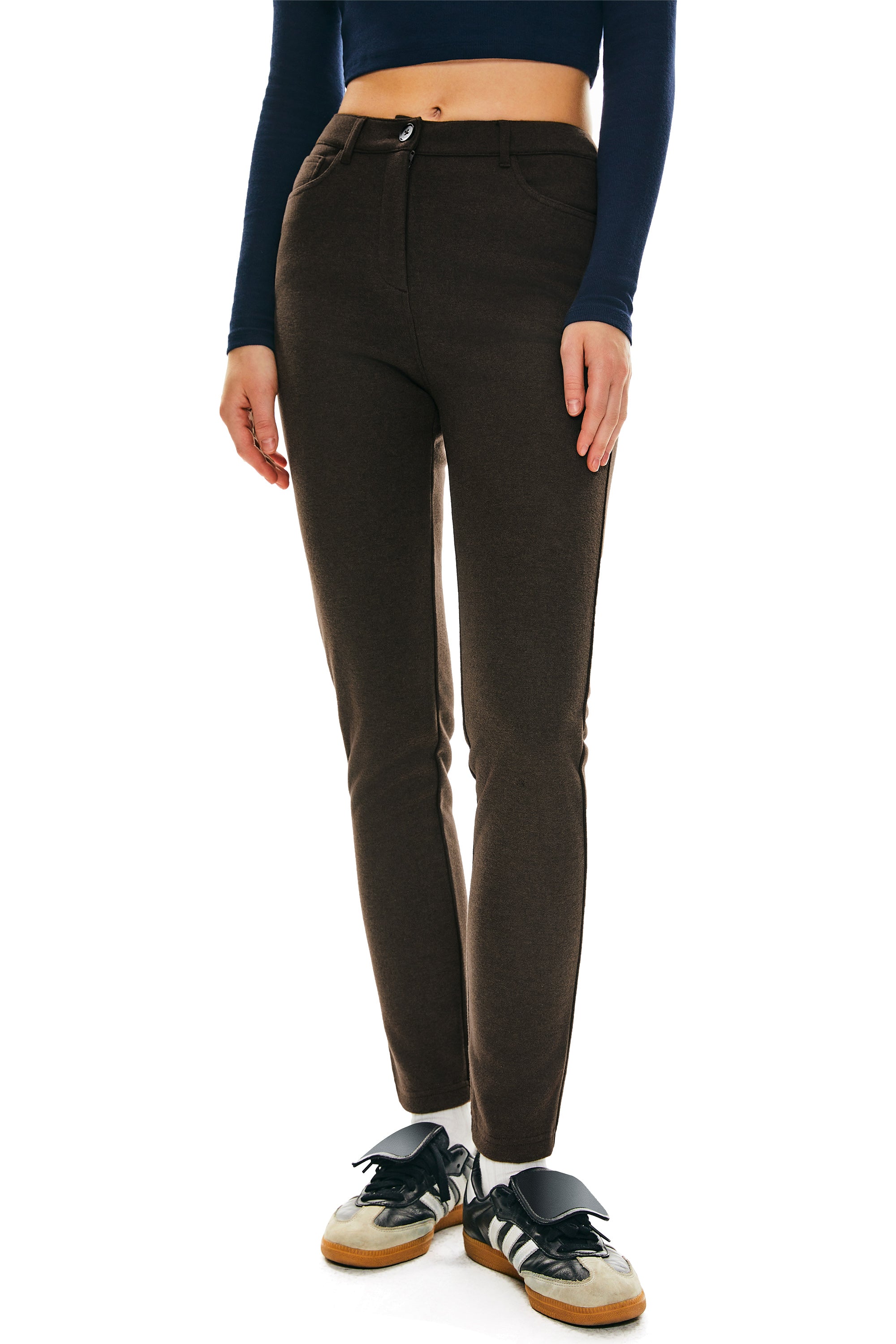 Skinny Jeans Stretchy Casual Pants #color_brown