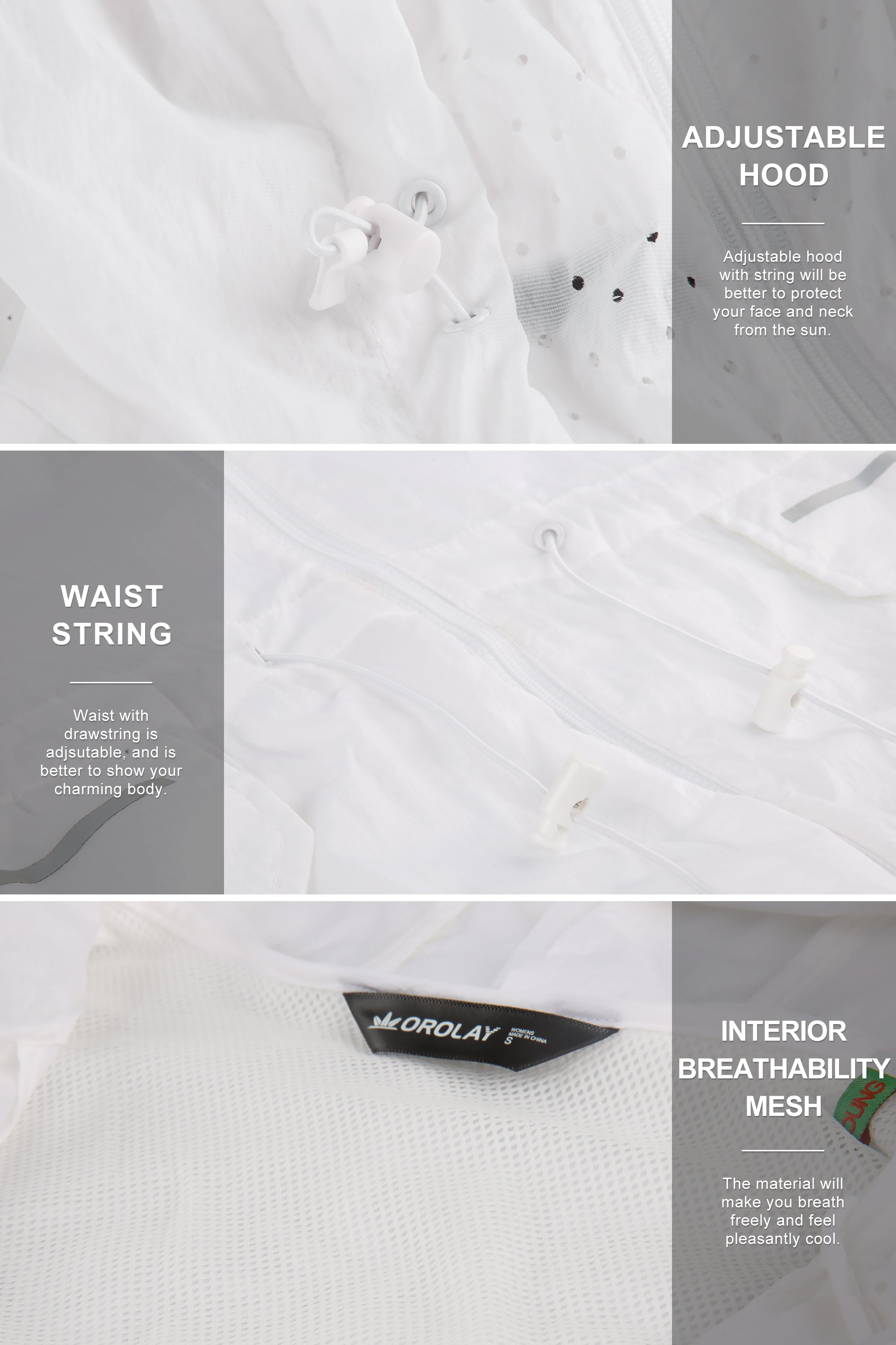 Orolay-UPF 40+ Sun Protective Lightweight Coat-#color_White