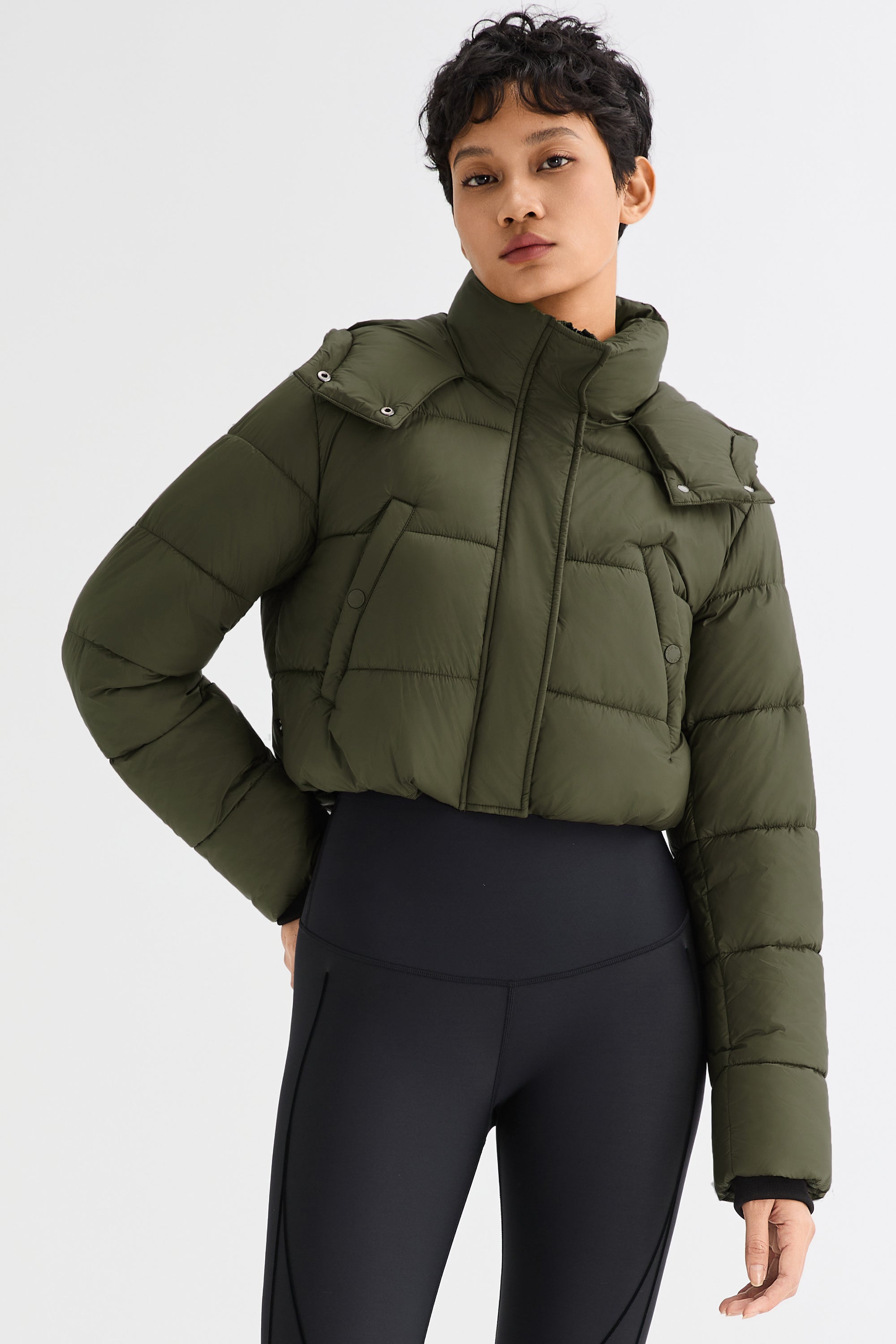Orolay Urban Essential Short Puffer #color_Olive