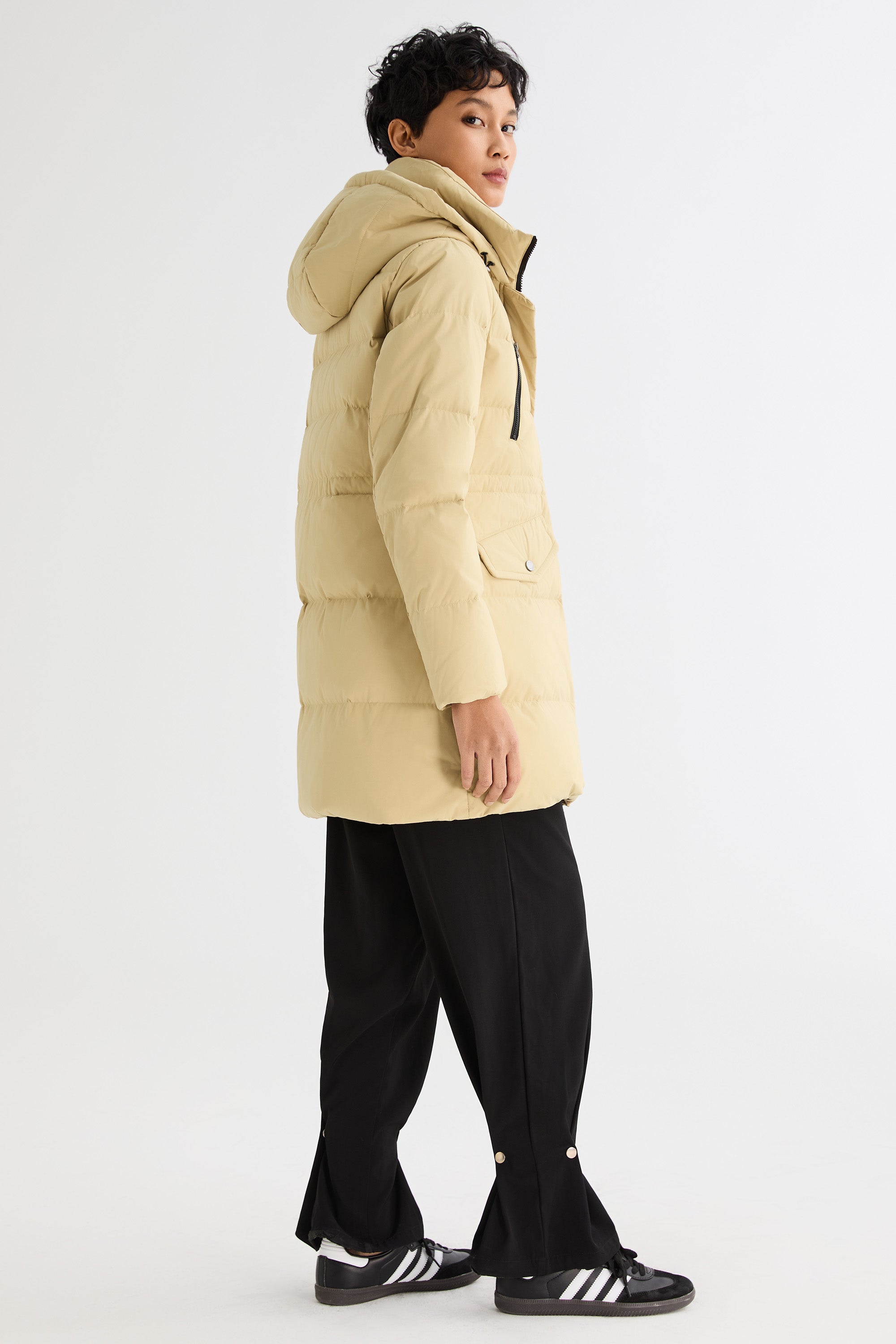 Orolay-Waterproof Thickened Down Jacket with Hood-#color_Frosted Almond