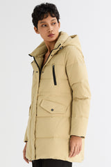 Orolay-Waterproof Thickened Down Jacket with Hood-#color_Frosted Almond