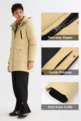 Orolay-Waterproof Thickened Down Jacket with Hood-#color_Frosted Almond
