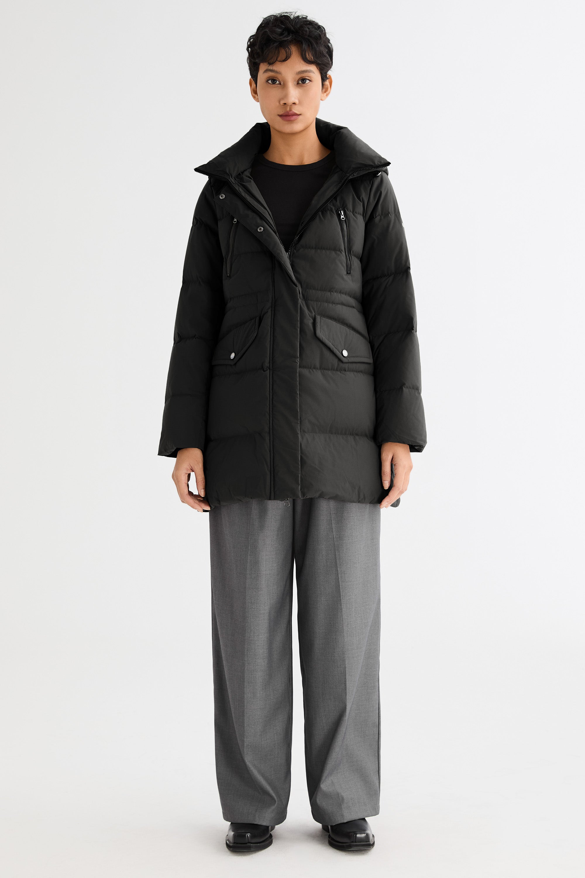 Orolay-Waterproof Thickened Down Jacket with Hood-#color_Black