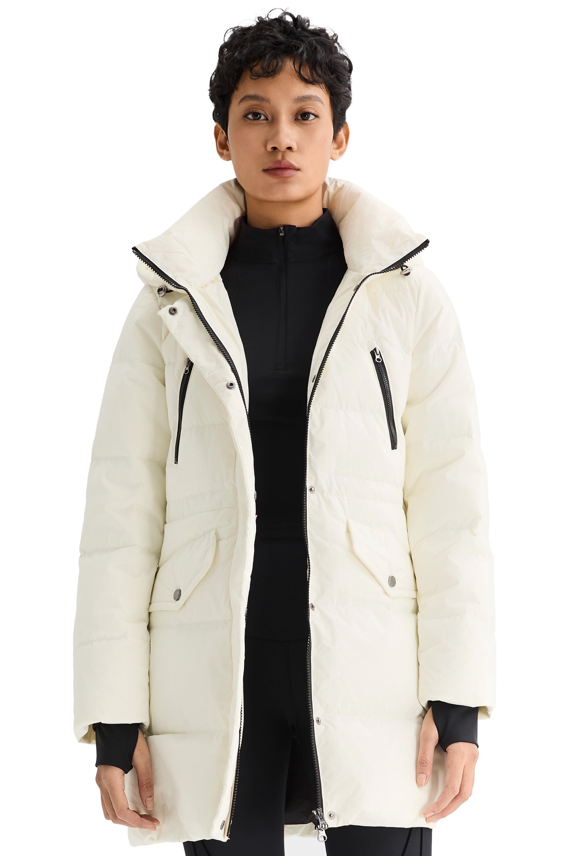 Orolay-Waterproof Thickened Down Jacket with Hood-#color_White