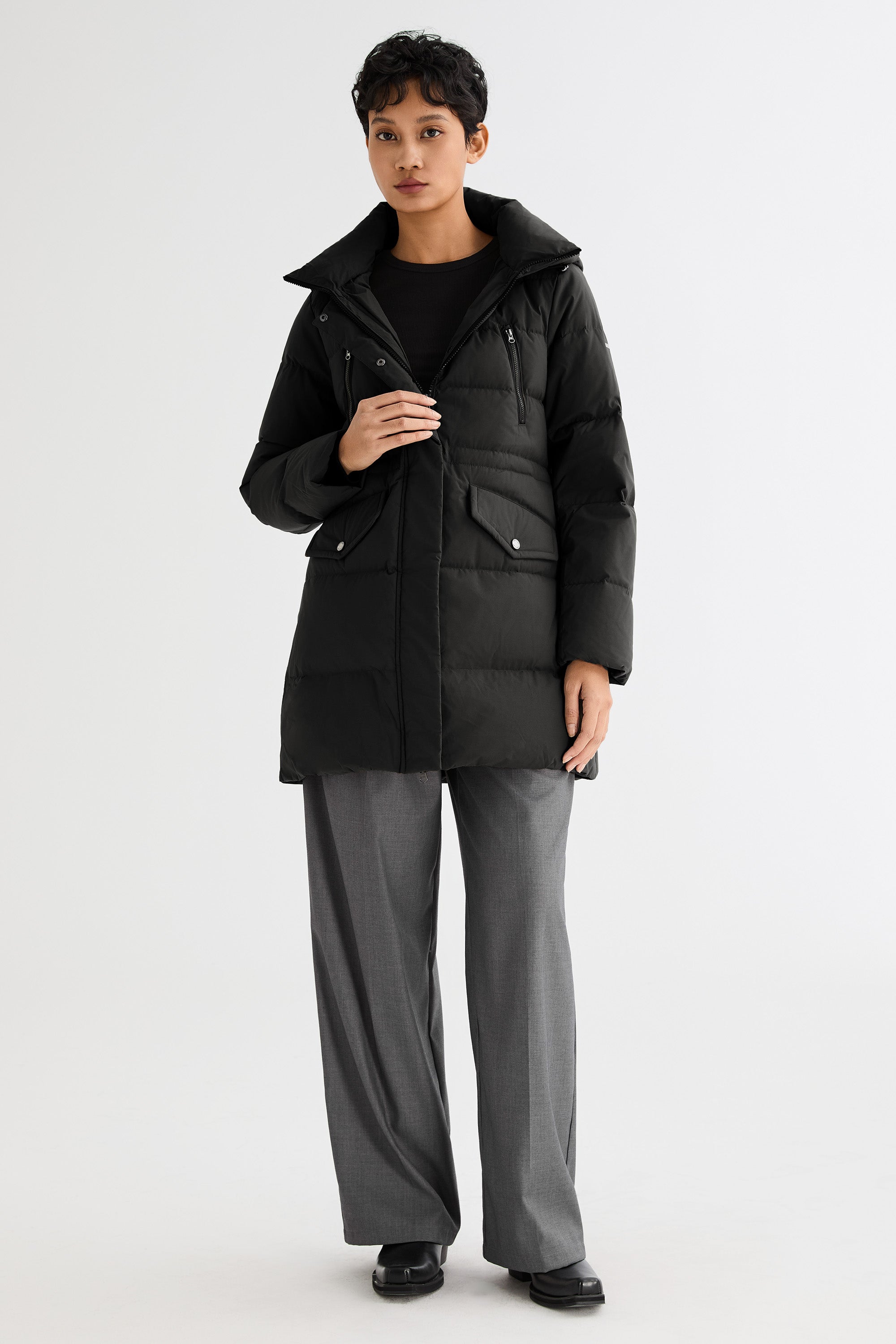 Orolay-Waterproof Thickened Down Jacket with Hood-#color_Black