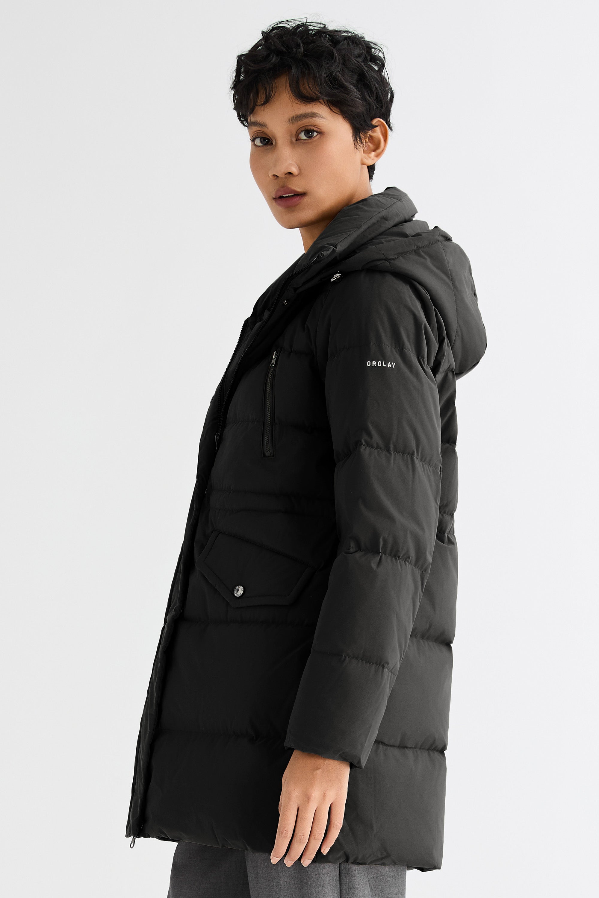 Orolay-Waterproof Thickened Down Jacket with Hood-#color_Black