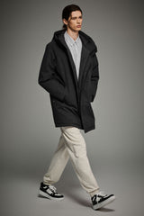 WeatherGuard Mid-Length Hooded Parka Jacket Orolay #color_black