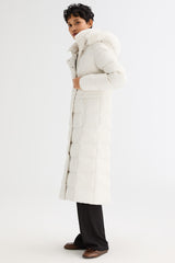 Long Puffer Coat with Hood Fur - Orolay, #color_off-White