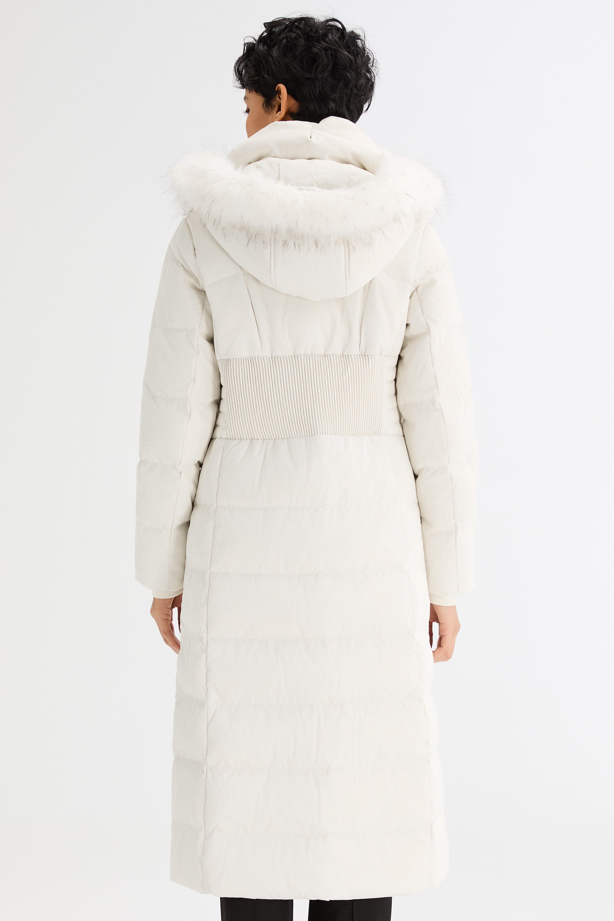 Long Puffer Coat with Hood Fur - Orolay, #color_off-White
