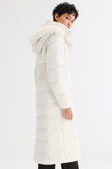 Long Puffer Coat with Hood Fur - Orolay, #color_off-White