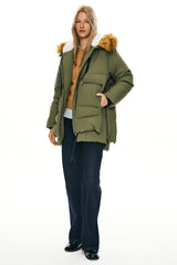 Orolay-092 Classics Thickened Down Jacket with Faux Fur Hood #color_green