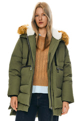 Orolay-092 Classics Thickened Down Jacket with Faux Fur Hood #color_green