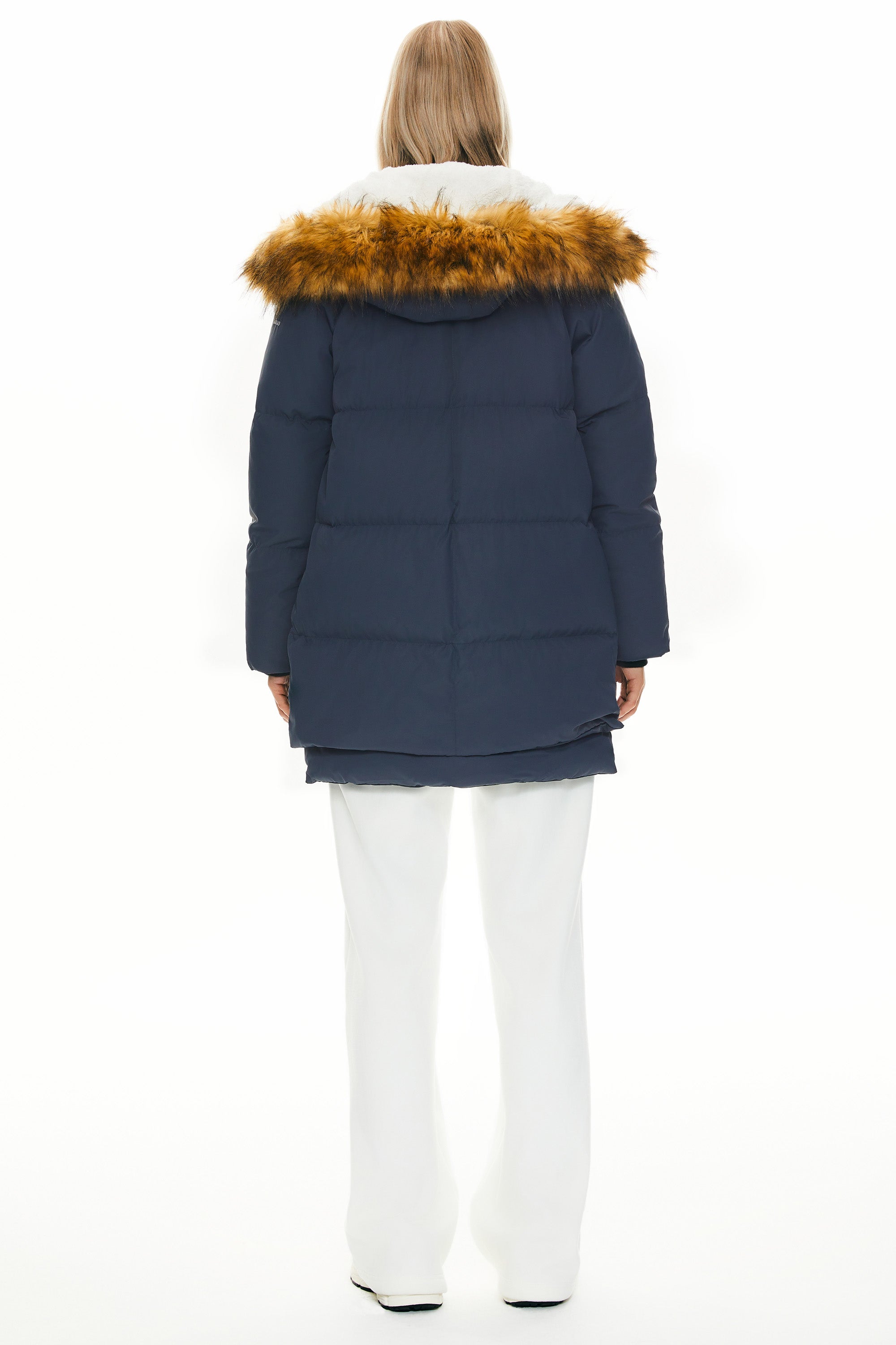 Orolay 092 Classics Thickened Down Jacket with Faux Fur Hood women #color_navy