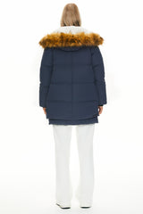 Orolay 092 Classics Thickened Down Jacket with Faux Fur Hood women #color_navy