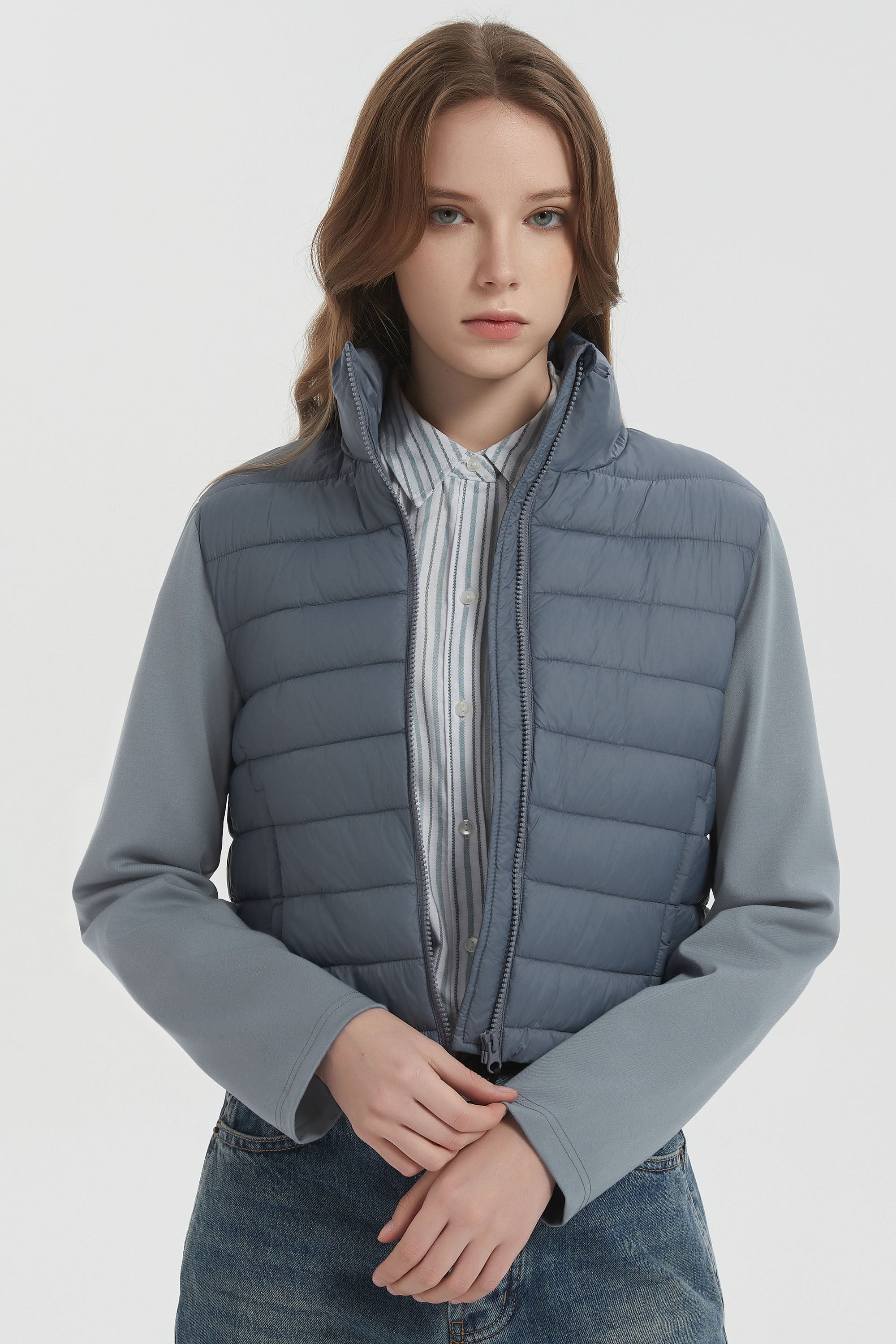 Orolay Lightweight Jacket Quilted Puffer Hybrid Breathable #color_light blue