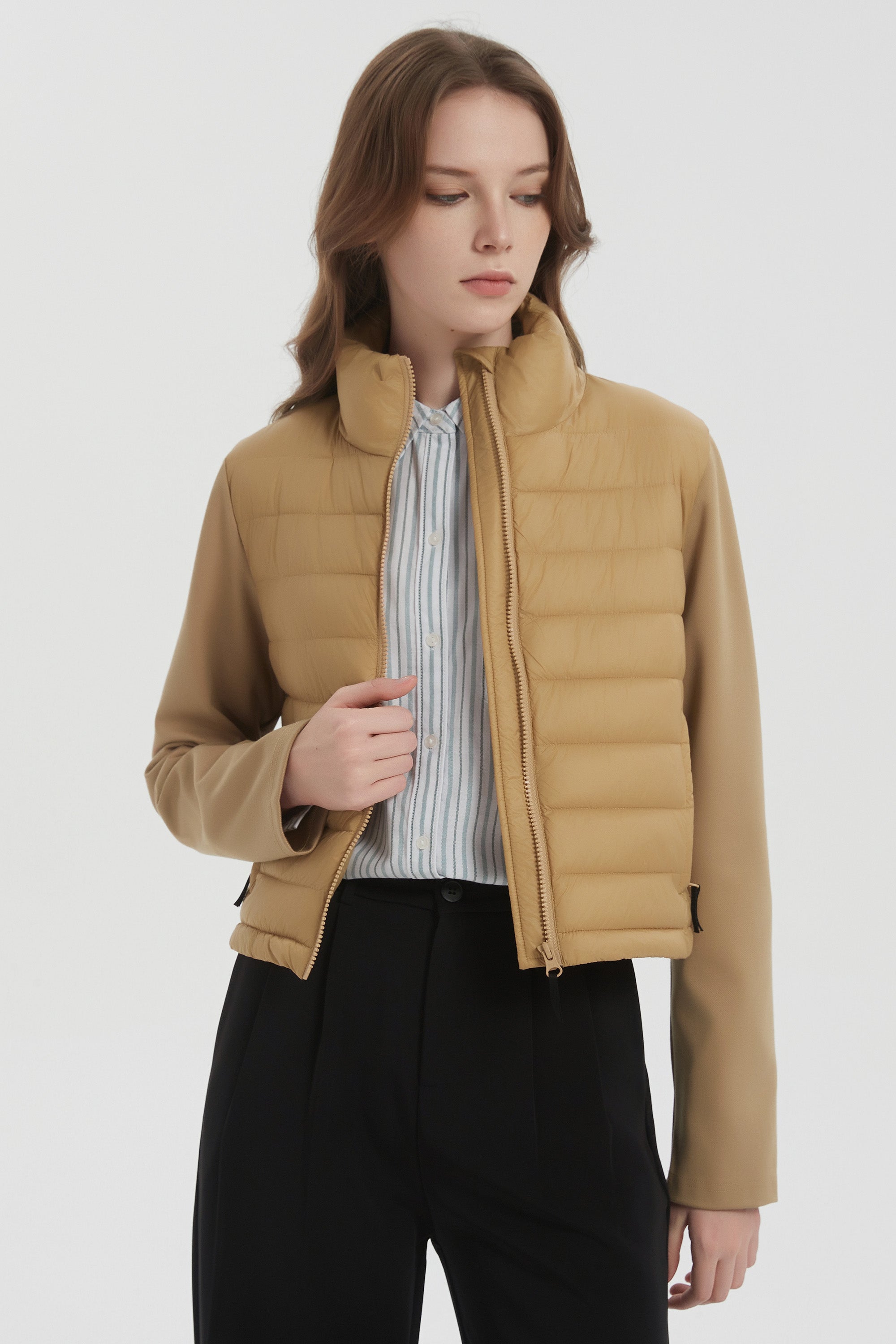 Orolay Lightweight Jacket Quilted Puffer Hybrid Breathable #color_khaki