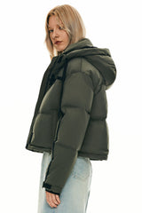orolay Cropped Puffer Jacket Winter Quilted #color_dark green