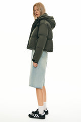 orolay Cropped Puffer Jacket Winter Quilted #color_dark green