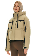 orolay Cropped Puffer Jacket Winter Quilted #color_khaki