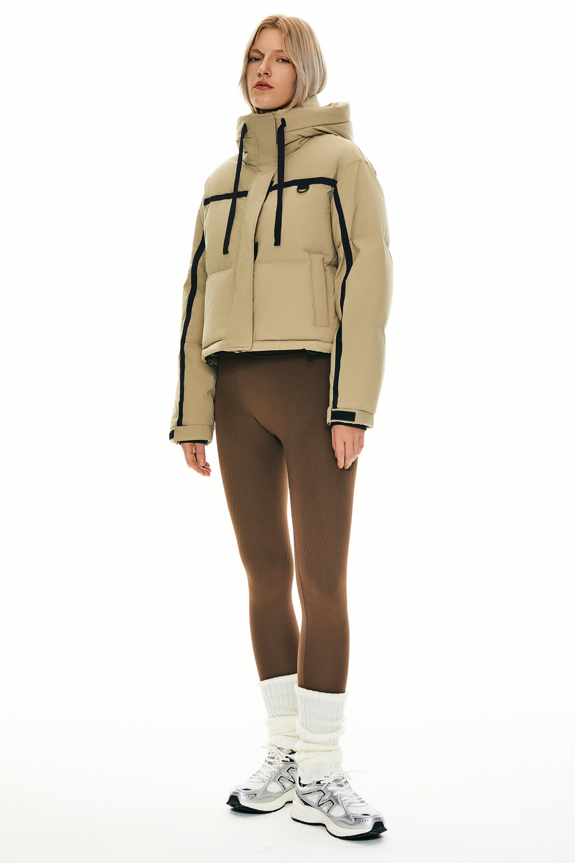 orolay Cropped Puffer Jacket Winter Quilted #color_khaki