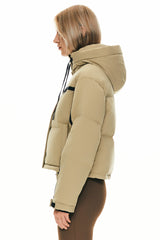 orolay Cropped Puffer Jacket Winter Quilted #color_khaki