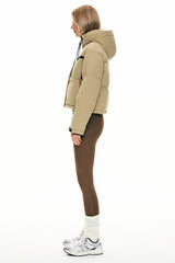 orolay Cropped Puffer Jacket Winter Quilted #color_khaki