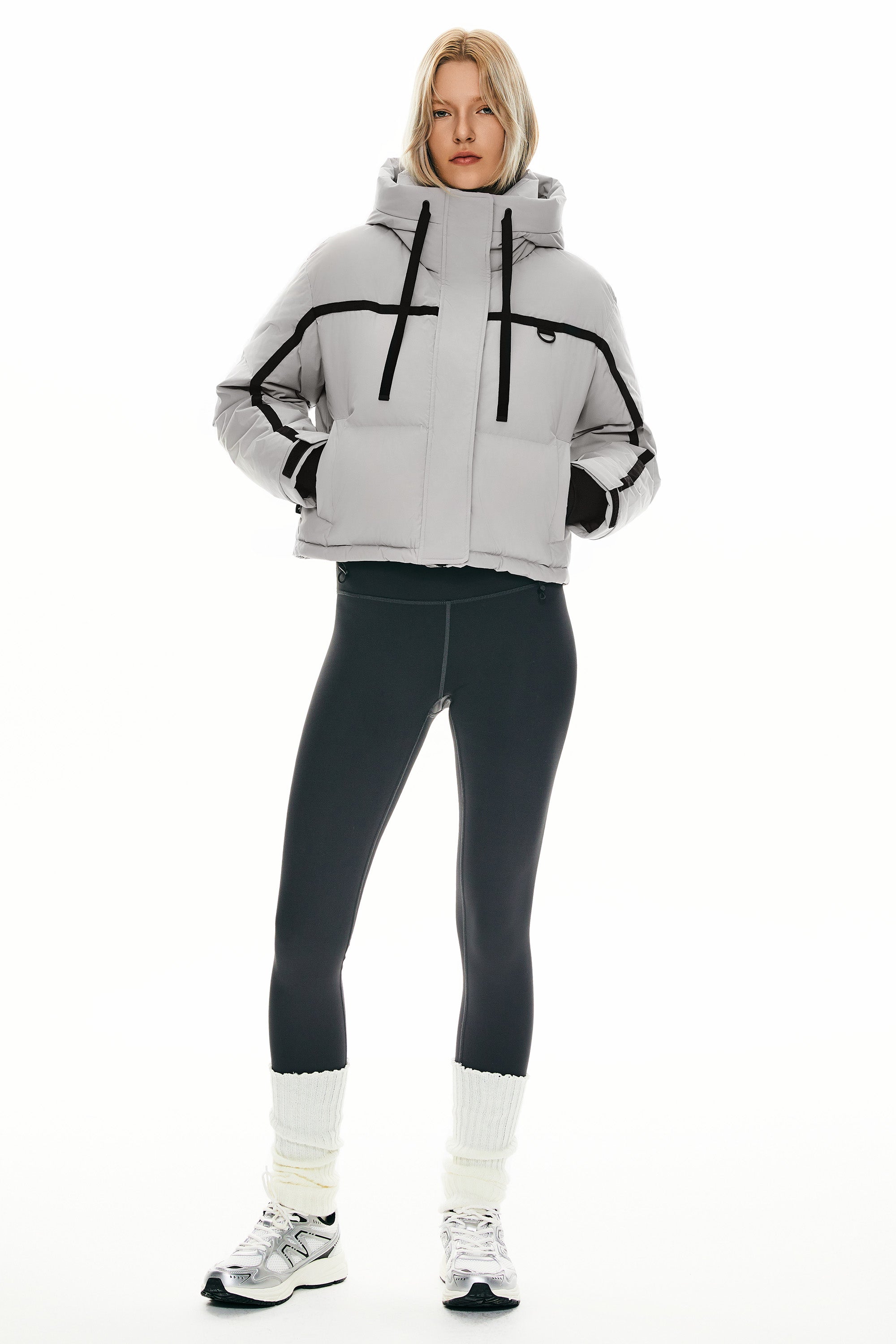 orolay Cropped Puffer Jacket Winter Quilted #color_Lightgray