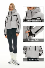 orolay Cropped Puffer Jacket Winter Quilted #color_Lightgray
