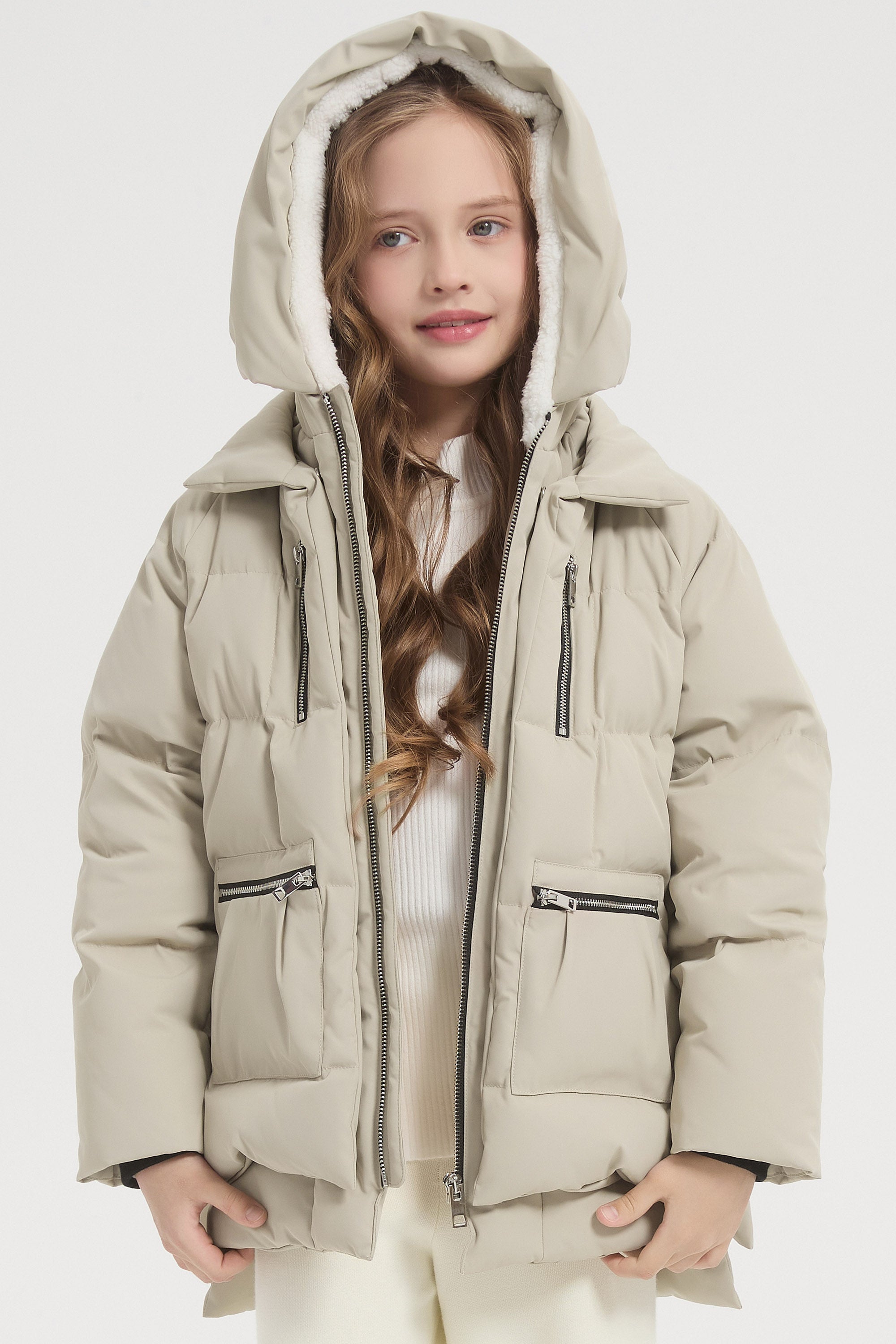 Orolay 092 Classics Kids Thickened Hooded Down Coat #color_beige