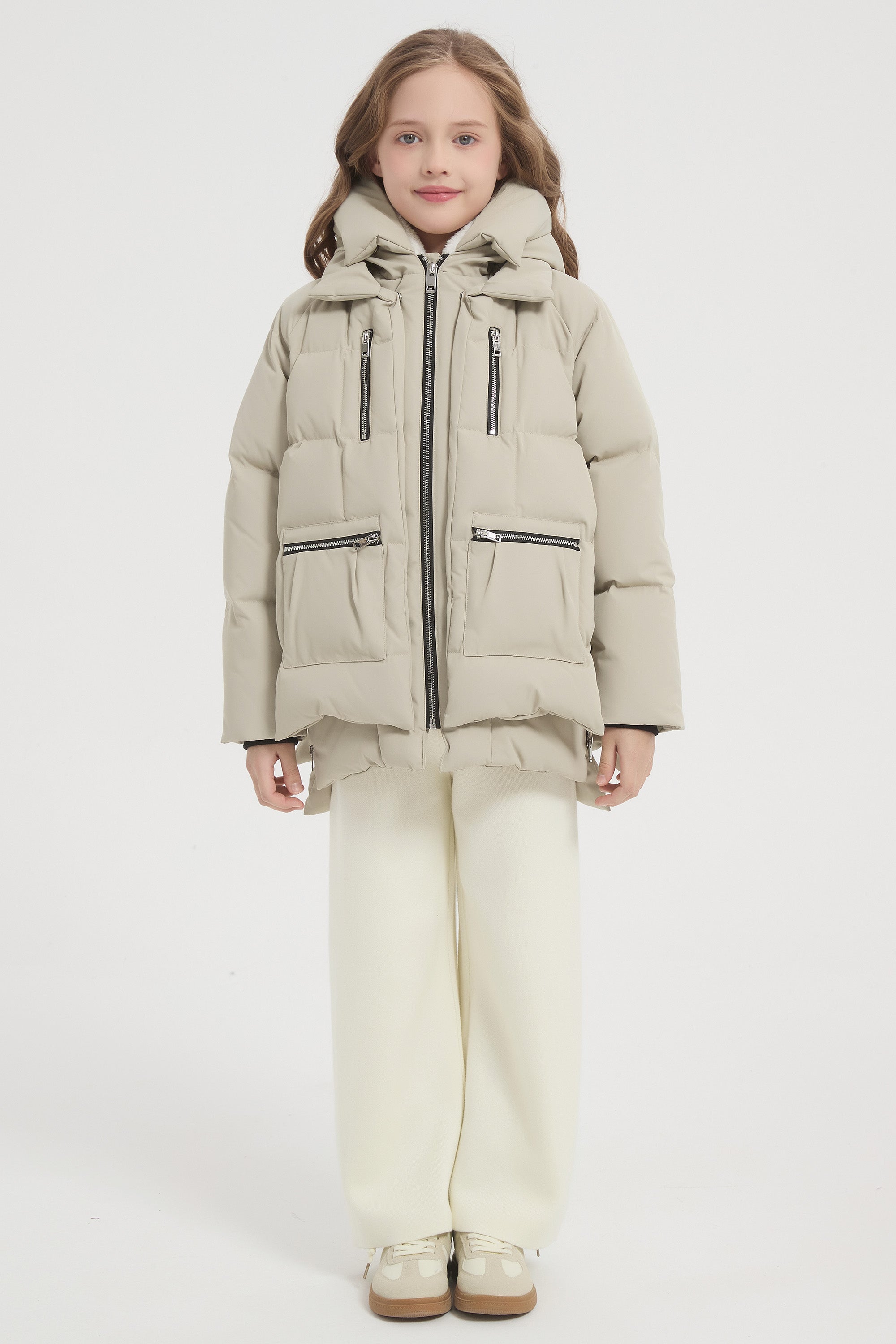 Orolay 092 Classics Kids Thickened Hooded Down Coat #color_beige