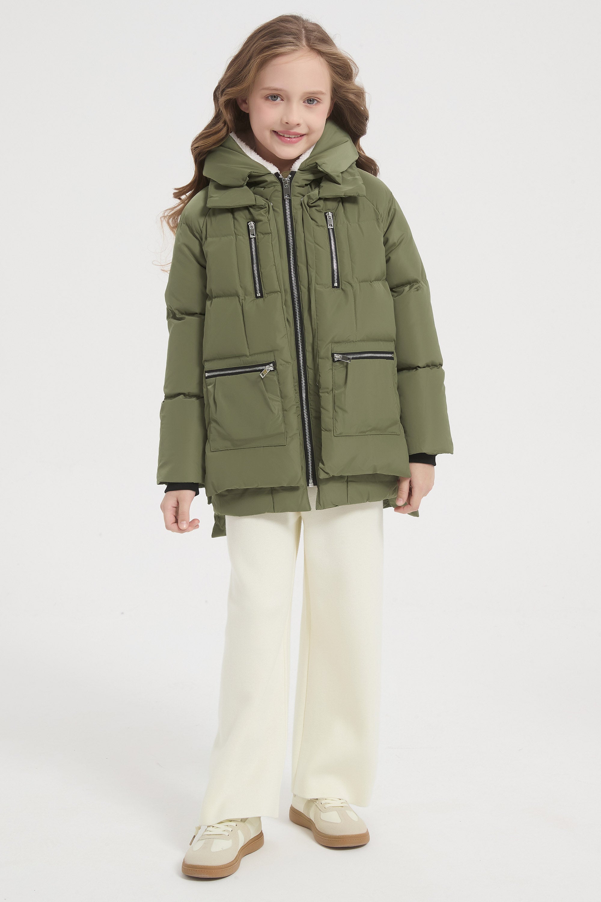 Orolay 092 Classics Kids Thickened Hooded Down Coat #color_green