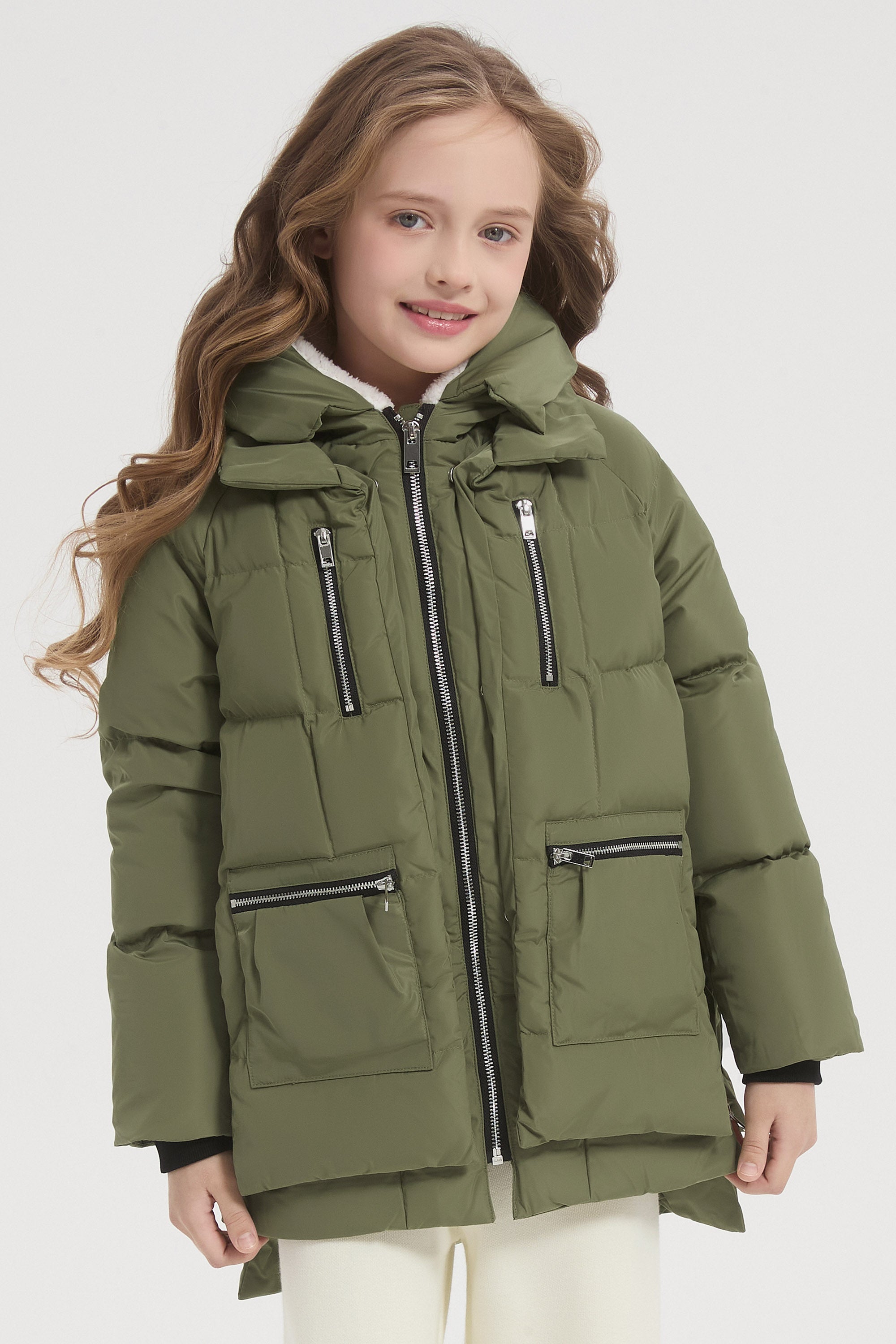 Orolay 092 Classics Kids Thickened Hooded Down Coat #color_green