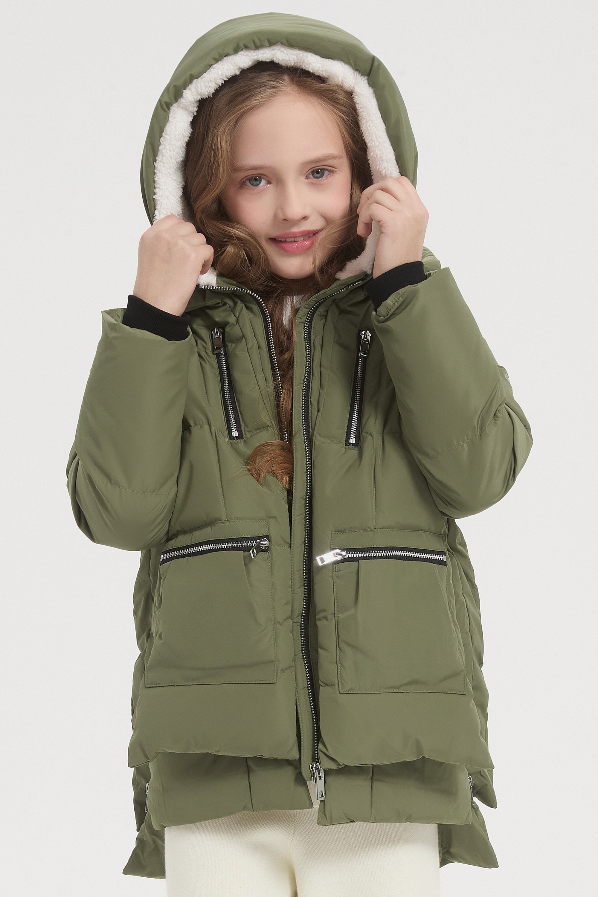 Orolay 092 Classics Kids Thickened Hooded Down Coat #color_green