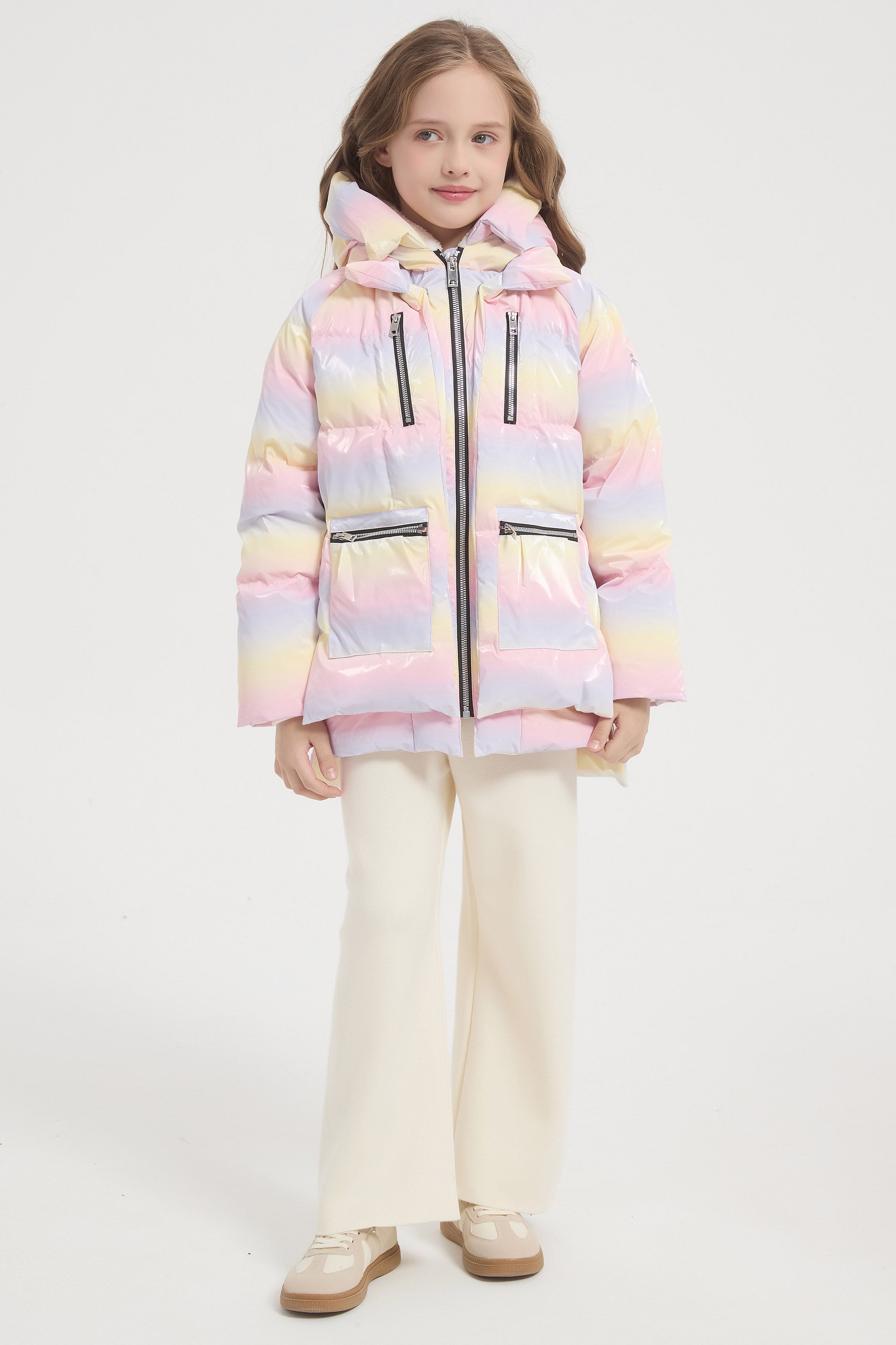 Orolay-092 Colorlay Kids Reflective Down Jacket #color_Pink