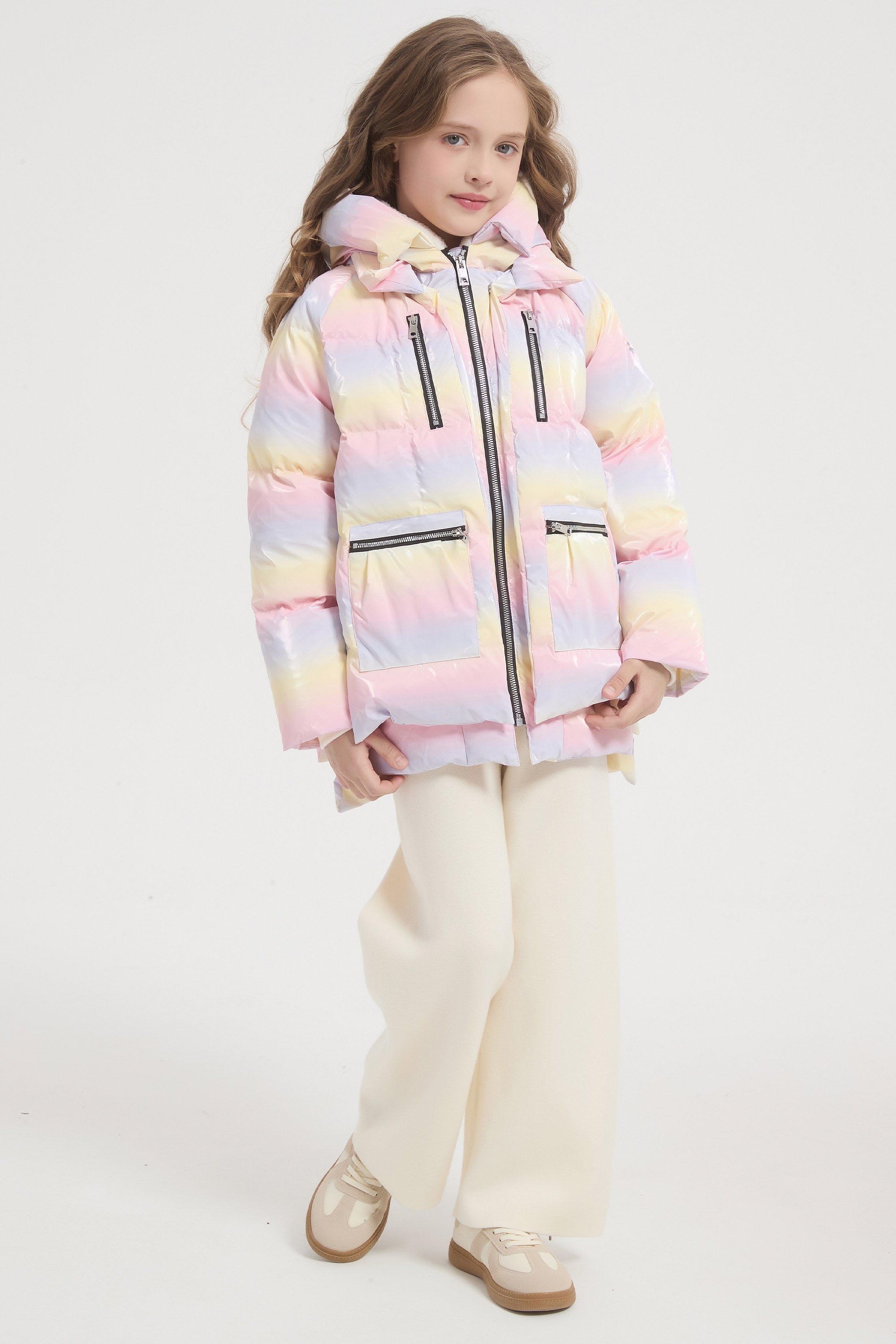 Orolay-092 Colorlay Kids Reflective Down Jacket #color_Pink