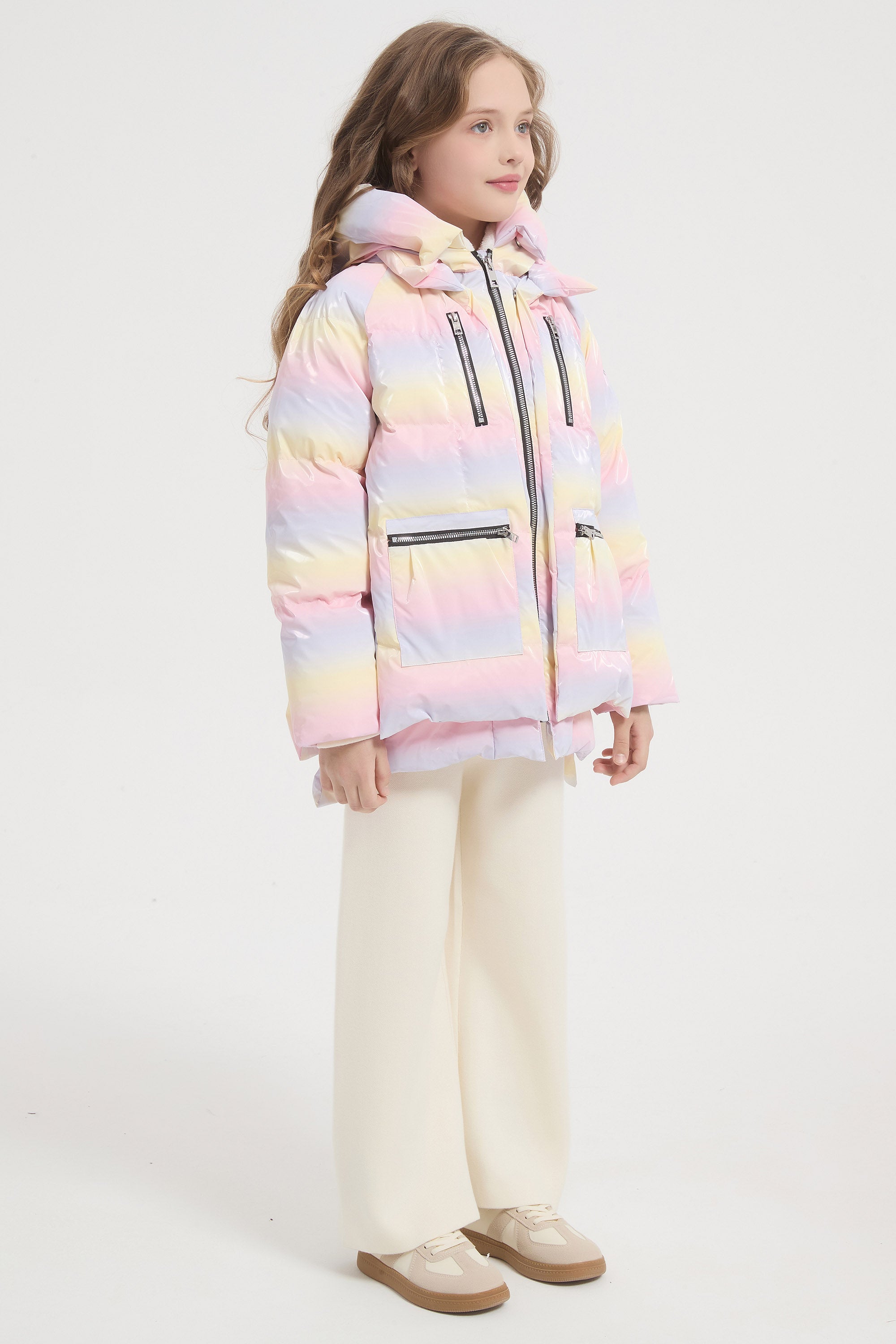 Orolay-092 Colorlay Kids Reflective Down Jacket #color_Pink