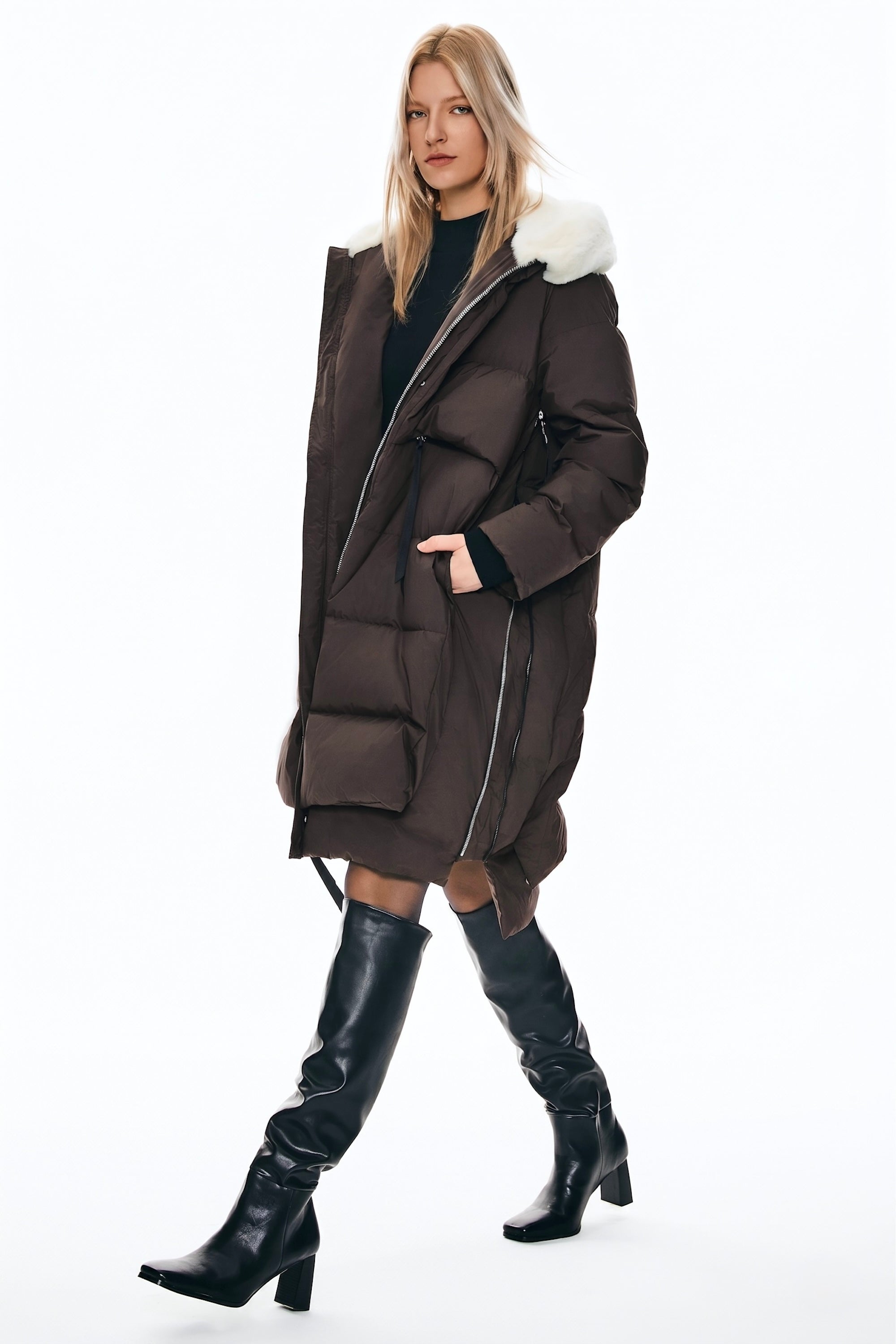Orolay-Long Winter Puffer Jacket-Long Winter Puffer Jacket - Orolay, #color_coffee