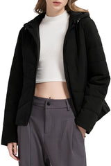 Flattering Quilted Puffer Lightweight Jacket with Hood #color_black